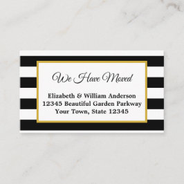 Cartão De Informações Elegante Black and White Striped (Preto e Branco)