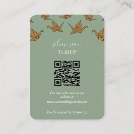 Cartão De Informações Elegante Boda de grúa de papel verde