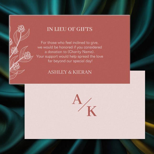 Cartão De Informações Elegante Boho Floral em vez de presentes, (Criador carregado)