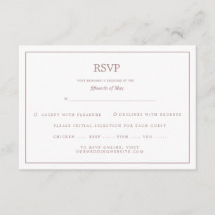 Cartão De Informações Elegante Bordadura Rosa Dourado Casamento RSVP