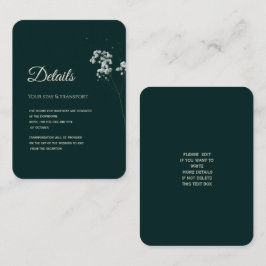 Cartão De Informações Elegante buquê de bebê em verde esmeralda