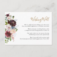 Elegante Burgundy Navy Flores Poço dos Desejos