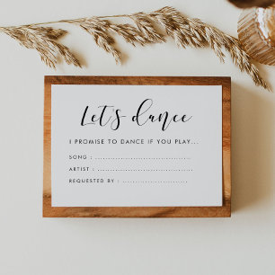 Cartão De Informações Elegante caligrafia Pedido de música Vamos dançar