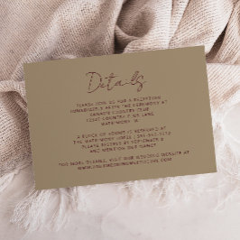 Cartão De Informações Elegante Casamento em Grafite Burgundy Dourado