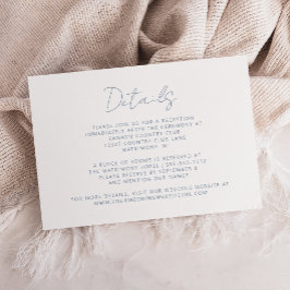 Cartão De Informações Elegante Casamento Minimalista com Letra Azul Poei
