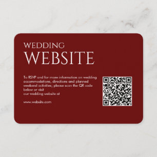 Cartão De Informações Elegante Casamento Moderno em Vermelho Carmesim