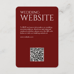 Cartão De Informações Elegante Casamento Moderno Vermelho Carmesim