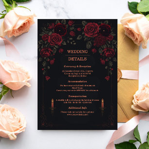 Cartão De Informações Elegante Casamento Romântico Vitoriano Gótico