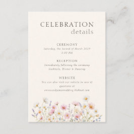 Cartão De Informações Elegante Cerimônia de Casamento Recepção de Flores