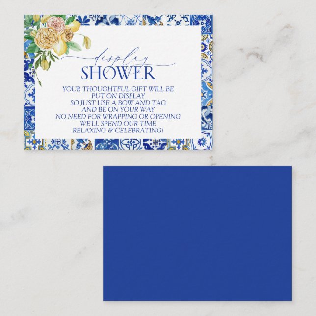 Cartão De Informações Elegante Chá de panela de Limão Mediterrâneo (Frente/Verso)