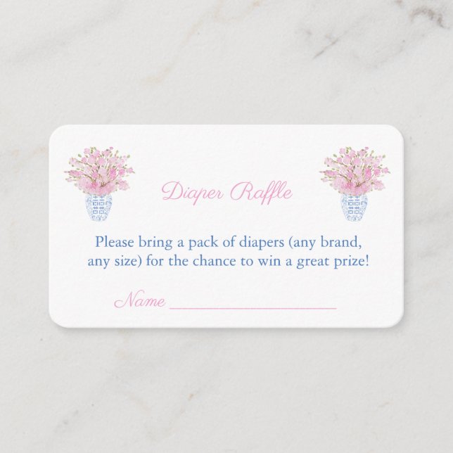 Cartão De Informações Elegante Chá Ginger Jar Fralda Raffle (Frente)