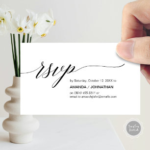 Cartão De Informações Elegante Classic, Black Script, Party RSVP