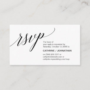 Cartão De Informações Elegante Classic, Black Script, RSVP