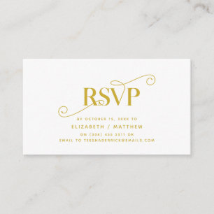 Cartão De Informações Elegante Classic, Dourado Script, resposta RSVP