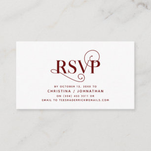 Cartão De Informações Elegante Classic, fonte Borgonha, resposta RSVP