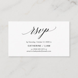 Cartão De Informações Elegante Clássico, Script Azul Marinho, RSVP de Pa
