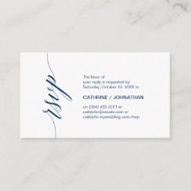 Elegante Clássico, Script Azul Marinho, RSVP de Pa