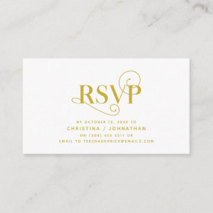 Cartão De Informações Elegante Clássico, Script Dourado, resposta RSVP