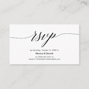 Cartão De Informações Elegante Clássico, Script Preto, resposta RSVP