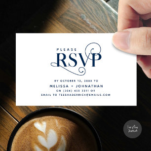 Cartão De Informações Elegante Clássico, Script Preto, resposta RSVP