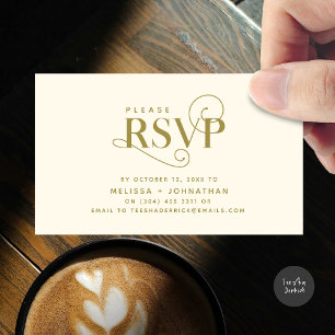 Cartão De Informações Elegante Clássico, Script Preto, resposta RSVP