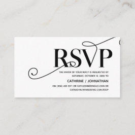 Cartão De Informações Elegante Classy, Black Script, resposta RSVP