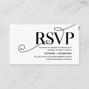 Cartão De Informações Elegante Classy, Black Script, resposta RSVP