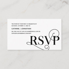 Cartão De Informações Elegante Classy, Black Script, resposta RSVP