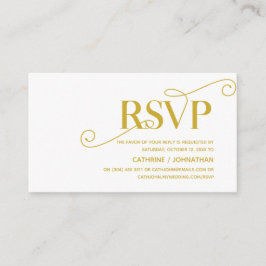 Cartão De Informações Elegante Classy, Dourado Script, resposta RSVP