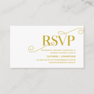 Cartão De Informações Elegante Classy, Dourado Script, resposta RSVP