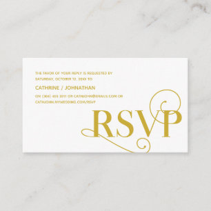Cartão De Informações Elegante Classy, Dourado Script, resposta RSVP