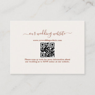 Cartão De Informações Elegante Código QR Boho Terracota Site de Casament