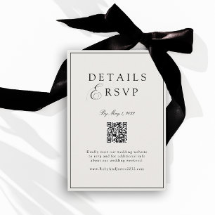 Cartão De Informações Elegante Código QR de Resposta de Casamento Marfim