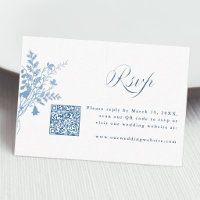 Elegante Código QR de RSVP de Casamento Botânico A