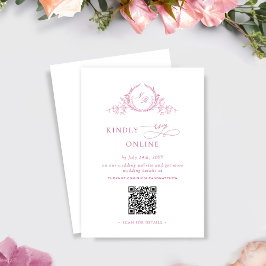 Cartão De Informações Elegante Código QR de RSVP de Casamento Rosa Mauve