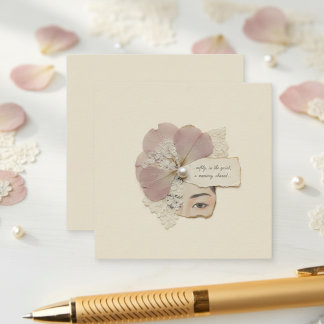 Cartão De Informações Elegante Colagem Floral & Ukiyoe