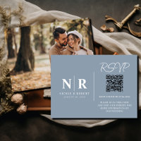Elegante de Código QR do Monograma RSVP de Casamen