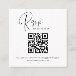 Cartão De Informações Elegante de Website de Casamento RSVP de Código QR