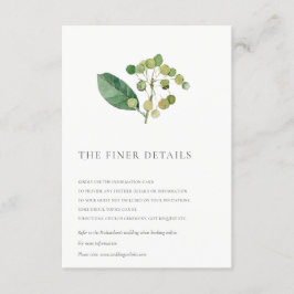 CARTÃO DE INFORMAÇÕES ELEGANTE DEIXA FOLIAGE GREENERASE DETALHES DE CASA