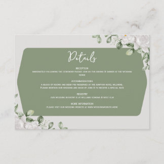 Cartão De Informações Elegante Design Floral Branco Verde Sálvia Botânic