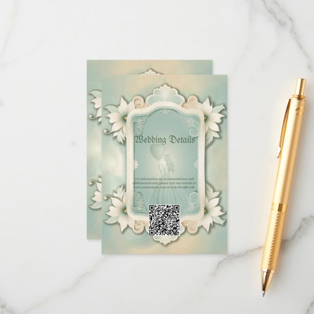 Cartão De Informações Elegante design floral verde-mole. (Frente/Verso In Situ)