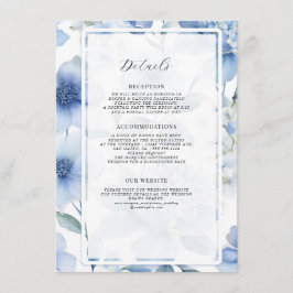 Cartão De Informações Elegante Detalhe Floral de Verão Azul Branco