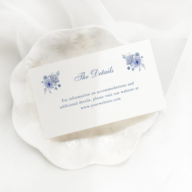 Cartão De Informações Elegante Dusty Chinoiserie Azul | Detalhes do casa (Criador carregado)