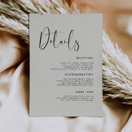 Cartão De Informações Elegante e moderno Light Sage Green Detalhes do ca