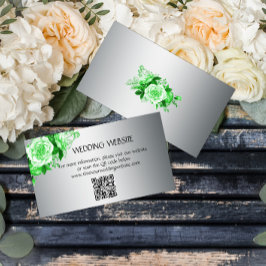 Cartão De Informações Elegante Emerald Green Rosa Boho Wedding Website
