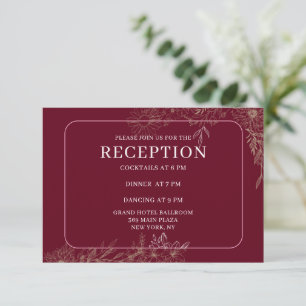 Cartão De Informações Elegante Enclausuramento Floral Burgundy Dourado p