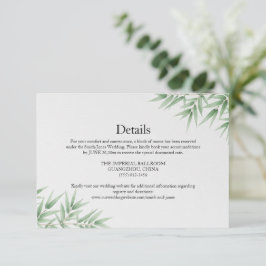 Cartão De Informações Elegante Envelope de Casamento com Folhas de Bambu