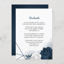 Cartão De Informações Elegante esmaltação de flores em azul e branco par