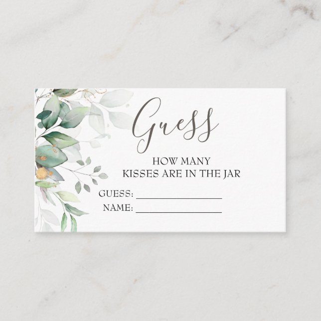 Cartão De Informações Elegante Eucalyptus Adivinha Quantos Jogo (Frente)