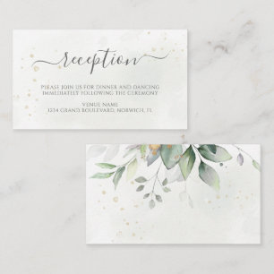Cartão De Informações Elegante Eucalyptus Greenery Dourada Recepção de